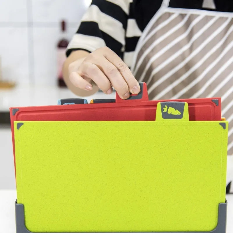 5-Piece Food Grade Cutting Board Set | Color-Coded with Stand