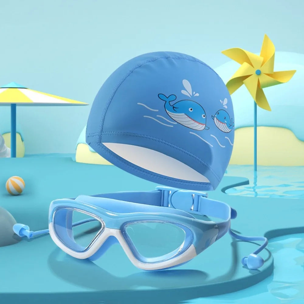Kids Swimming Cap & Anti-Fog Goggles Set | UV Cartoon