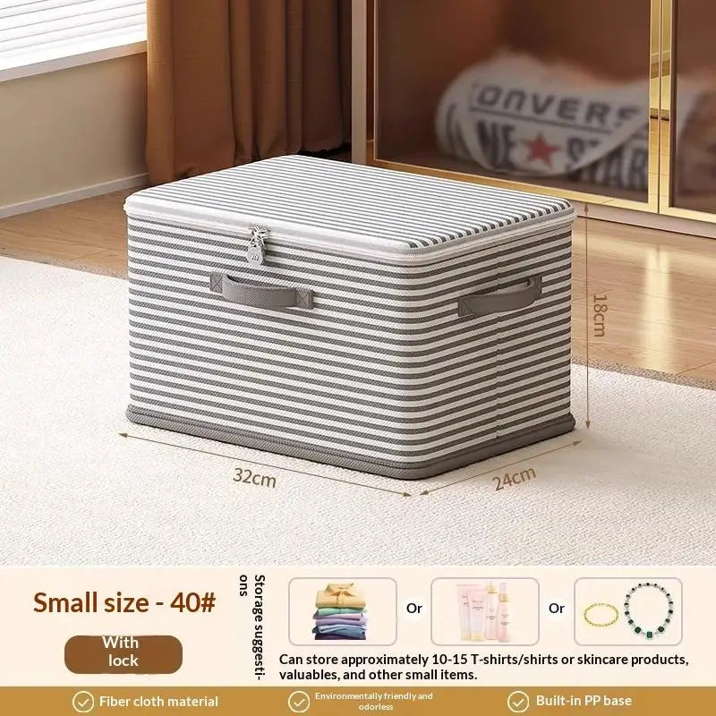 Lockable Foldable Storage Box with Lid – Non-Woven Organizer