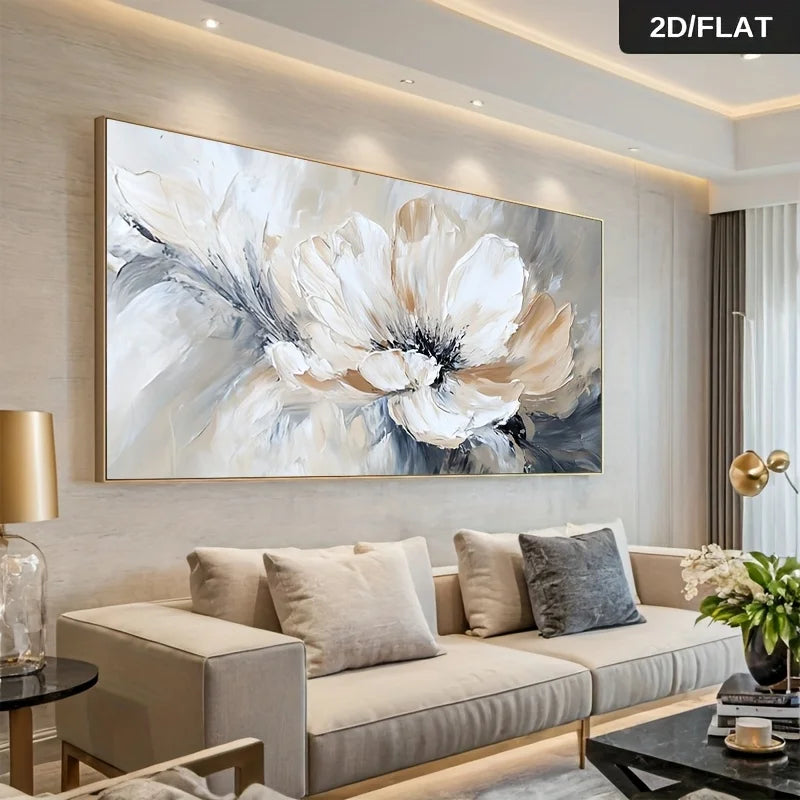 Large Abstract Floral Canvas Wall Art – Modern Vintage Flower Print