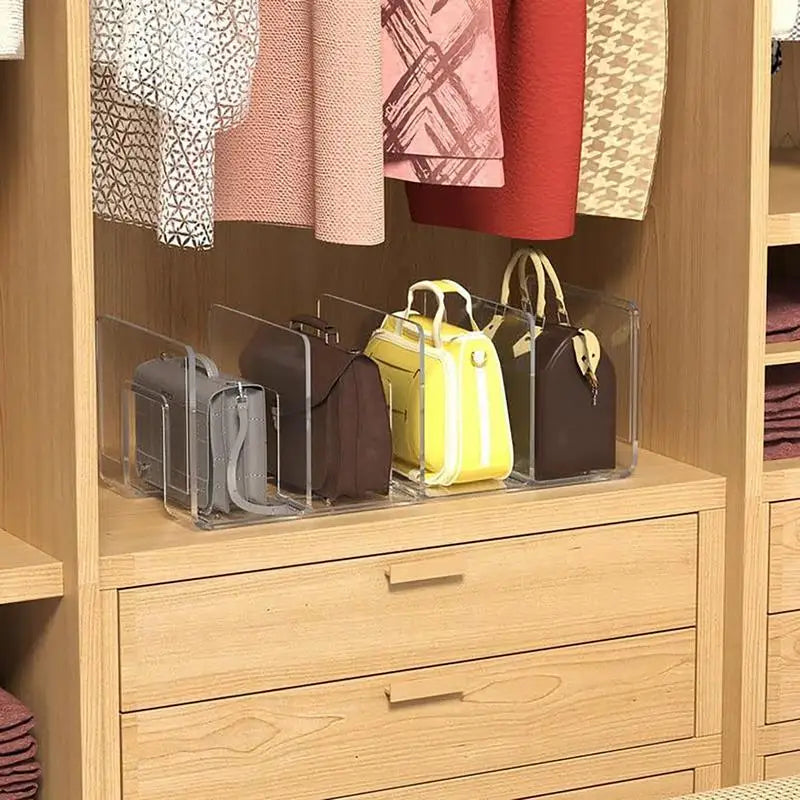 Purse Storage Organizer Closet 4 Slots Clear Shelf Dividers Clutch