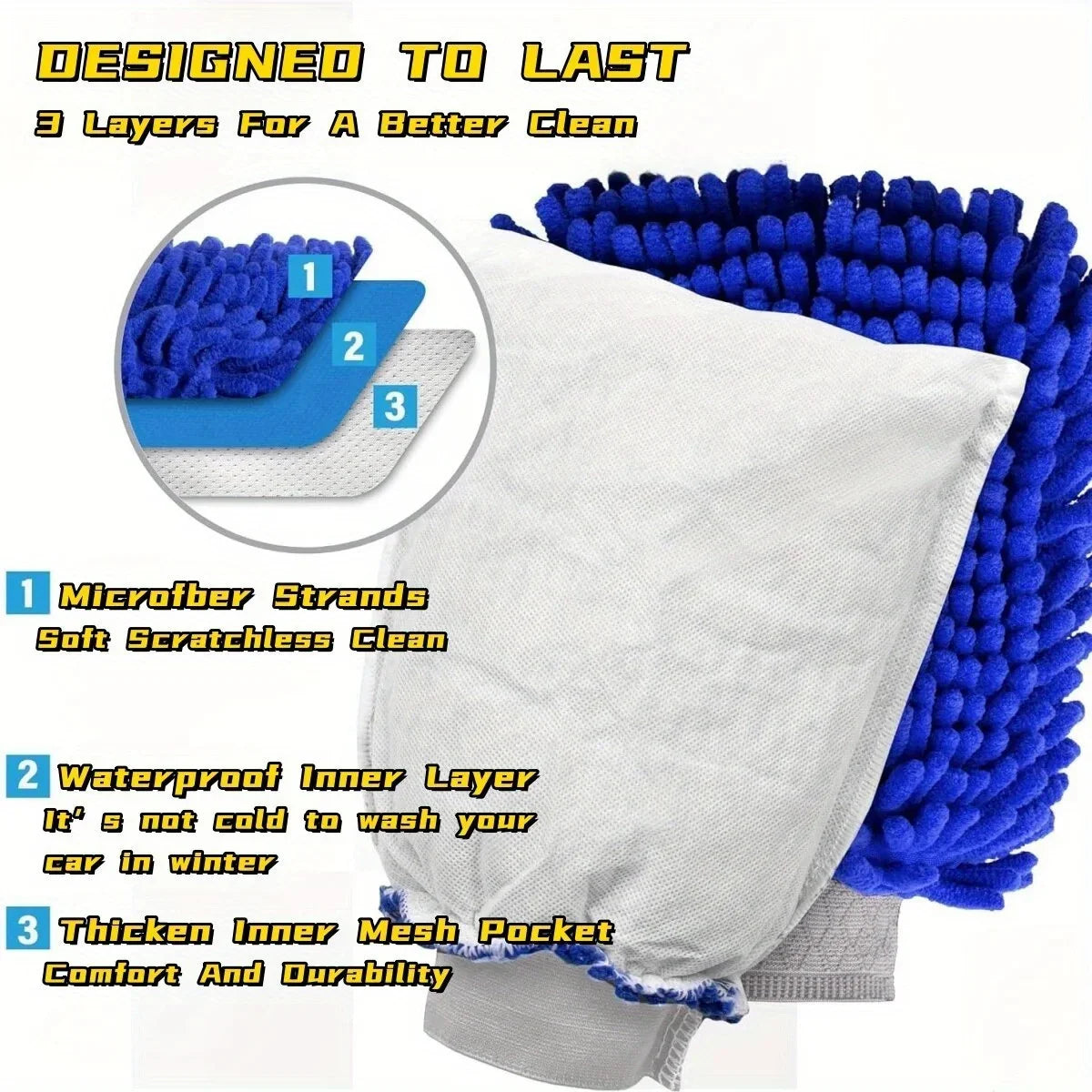 Microfiber Car Wash Gloves 2-Pack – Superfine Fiber Mitt