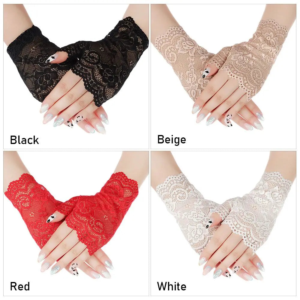 Women's Lace Fingerless Gloves – UV Sun Protection, Dance & Drive