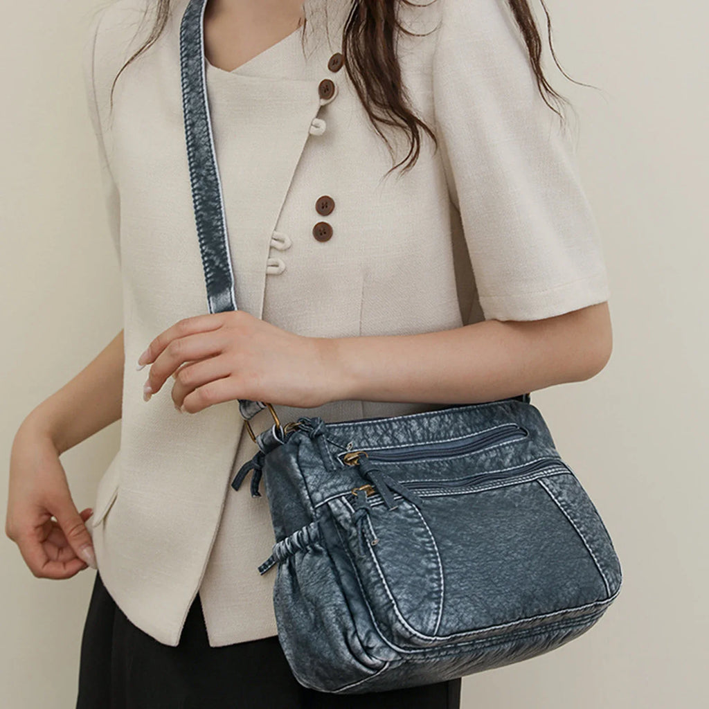 Women's Canvas Crossbody Bucket Bag – Casual Shoulder Bag