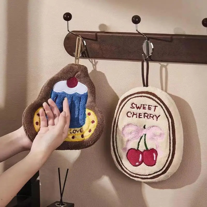 Coral Velvet Hanging Hand Towel | Absorbent Kitchen & Bath