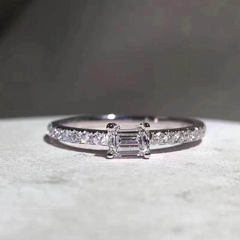 Huitan Thin CZ Ring for Women – Minimalist Daily Wear Jewelry