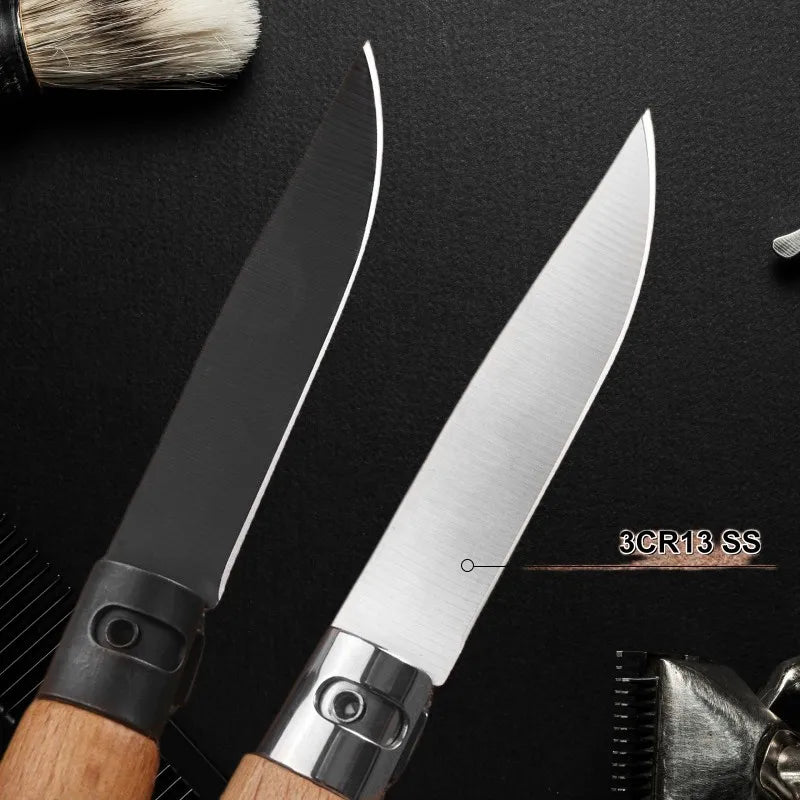 FL FLYWOD Folding Knife – 3CR13 Steel Wood Handle & Sheath