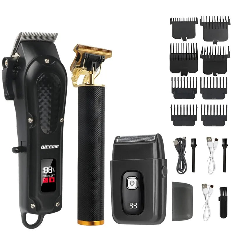 Men's Electric Vintage T9 Hair Clipper Beard Trimmer Wireless