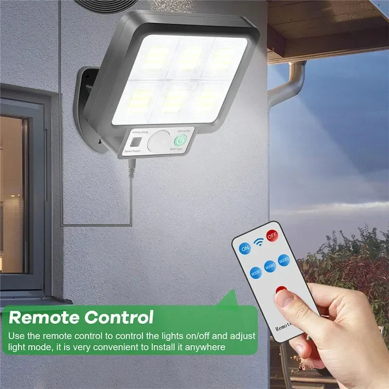 Solar LED Wall Light with Motion Sensor – 3-Mode Outdoor Lamp