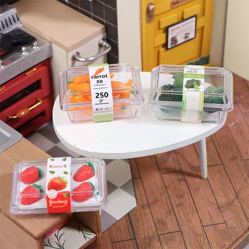 1:12 Dollhouse Mini Supermarket Vegetable & Fruit Set + Box