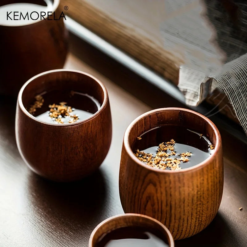 KEMORELA Japanese Wooden Tea Cups Set of 2 – 170ml