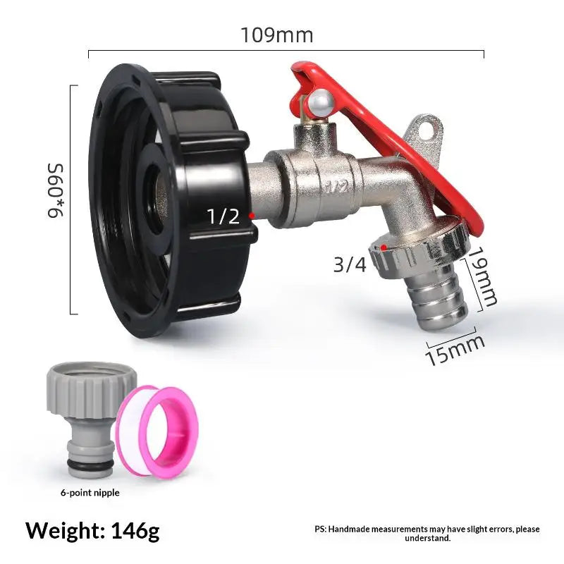 Heavy-duty IBC Tank Water Tap Valve 1 Brass Faucet Lock Safe Liquid