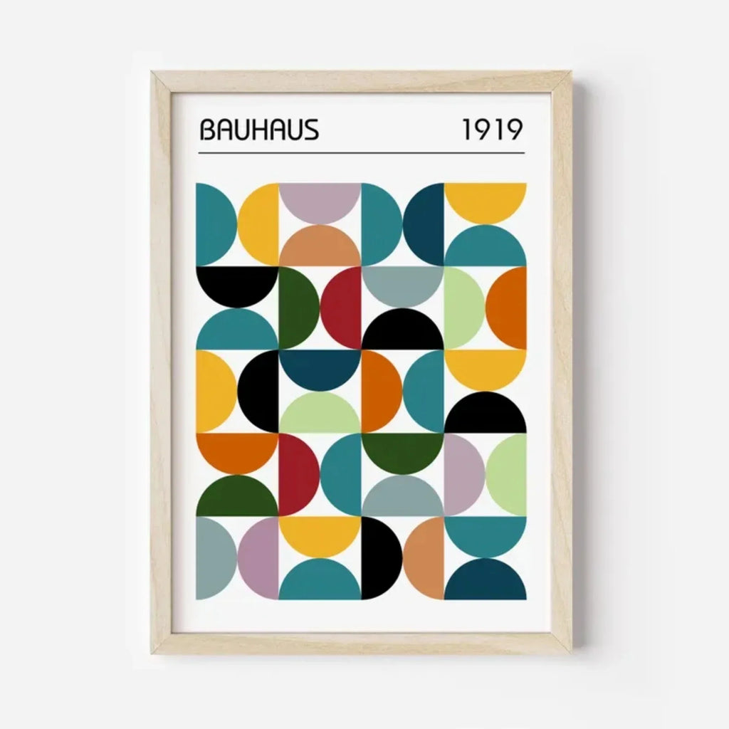 Mid Century Modern Bauhaus Geometric Canvas Wall Art Print