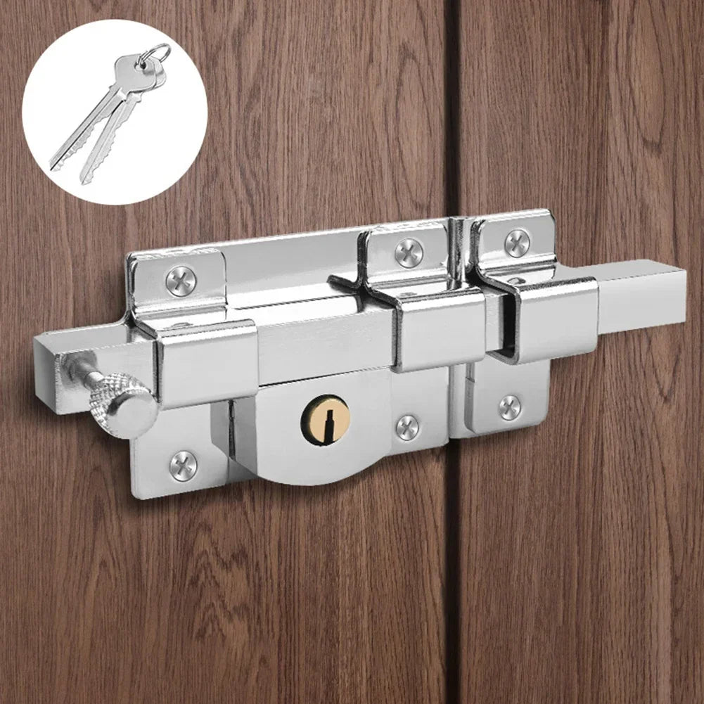 Iron Mechanical Latch Door Lock | Anti-Theft Bolt & 2 Keys