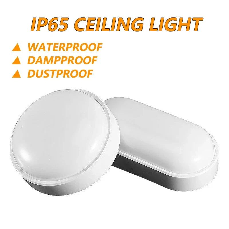 IP65 Waterproof LED Ceiling Light | Bathroom Hallway Basement