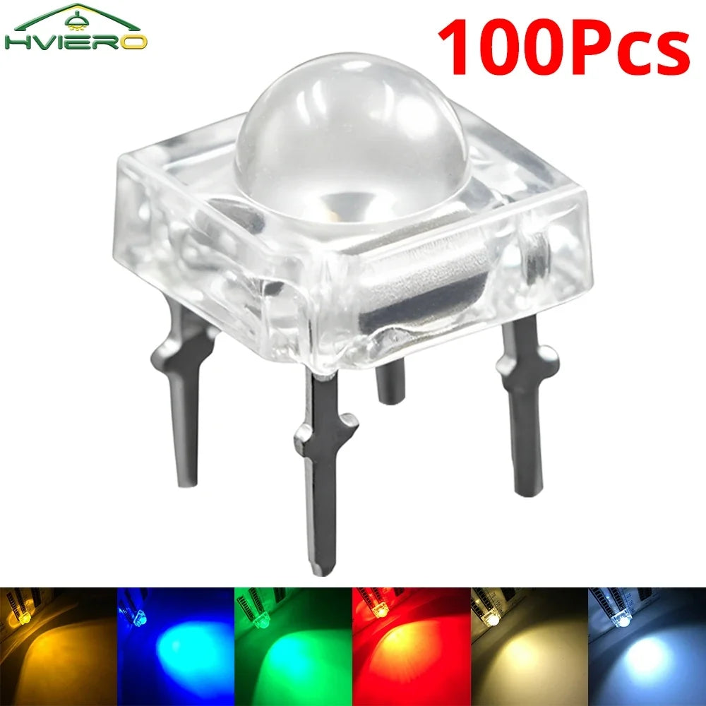 100pcs 5mm F5 LED Bulbs – Red Green Blue White Yellow DIY