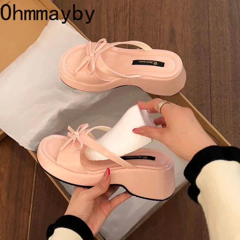 Women's Platform Butterfly-Knot Slides | Summer Beach Slippers