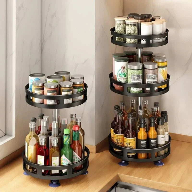 360° Rotating Spice Rack & Kitchen Organizer Shelf