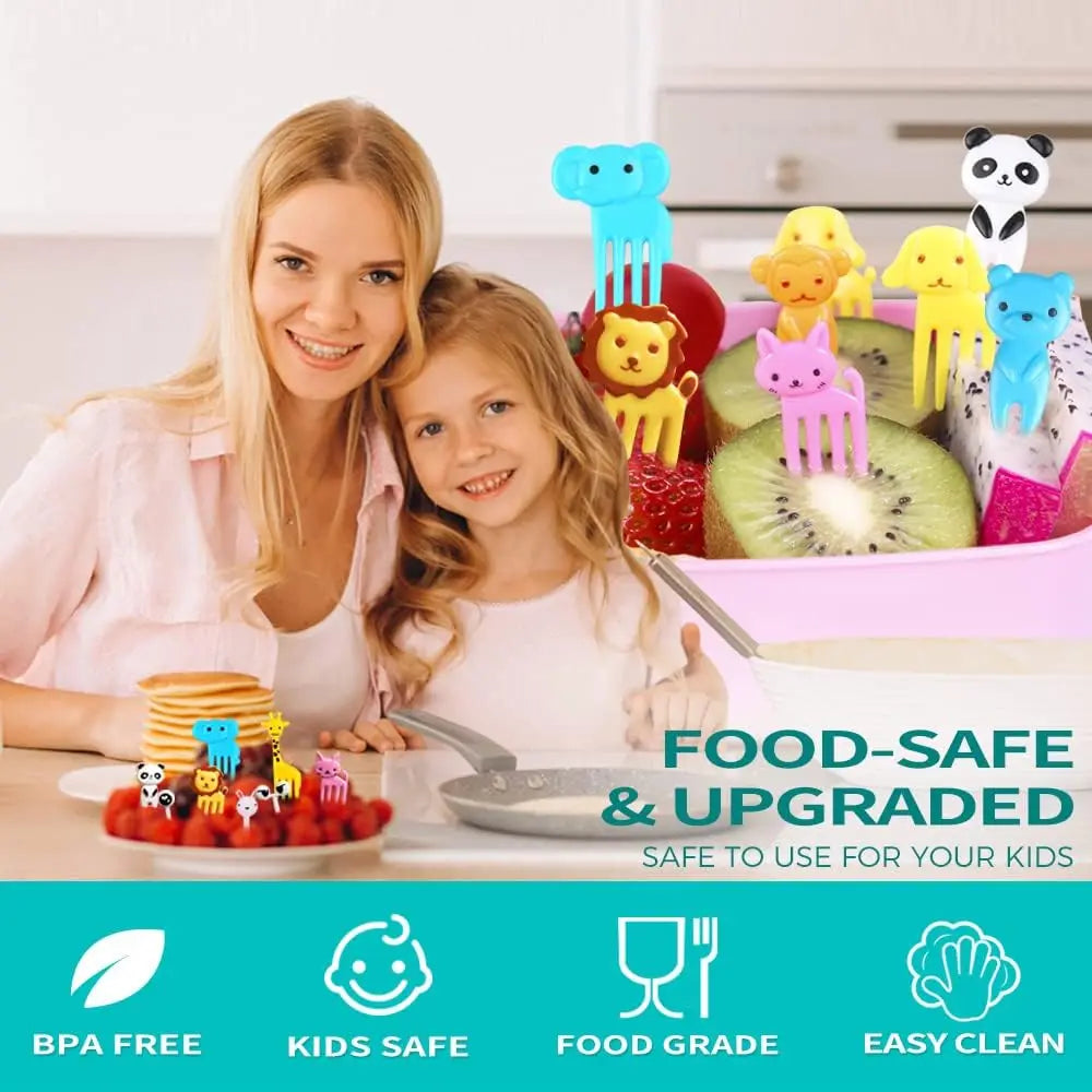 40-Piece Animal Bento Box Food Picks & Lunch Forks for Kids