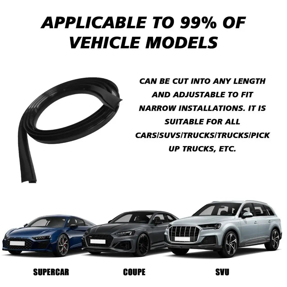 1 7M 5 6Ft Length Car Windshield Cowl Rubber Seal Strip H-shape