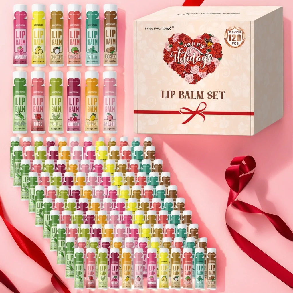 120-Piece Luxury Lipstick & Lip Balm Gift Box Set for Women