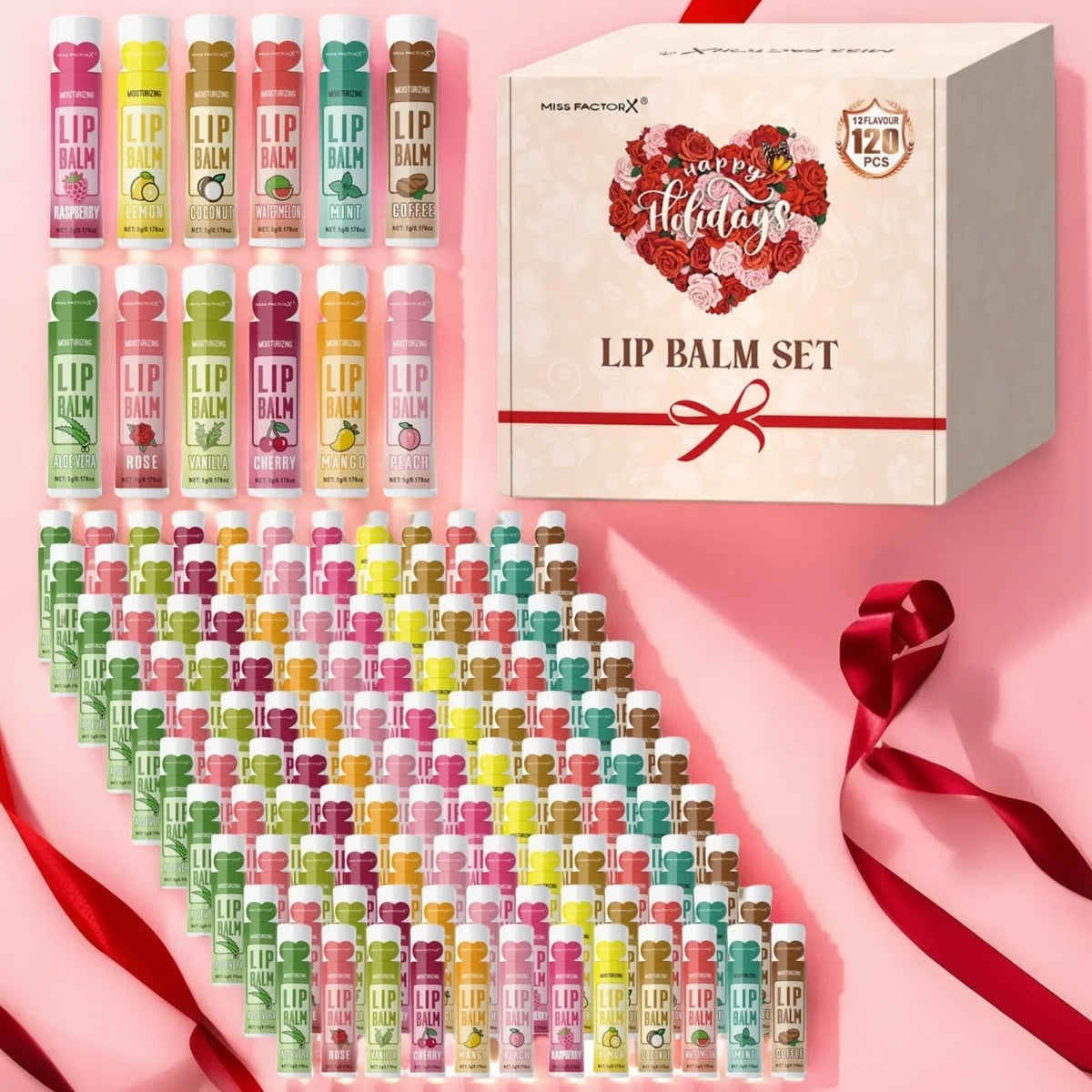 120-Piece Luxury Lipstick & Lip Balm Gift Box Set for Women