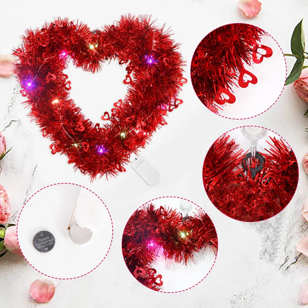 Romantic Luminous Heart Garland Valentines Day Decoration Glowing