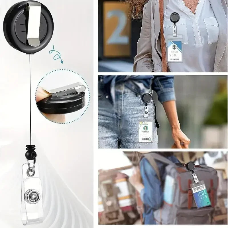 Retractable Badge Reel & Waterproof PVC ID Card Holder 1/2/3 Pk