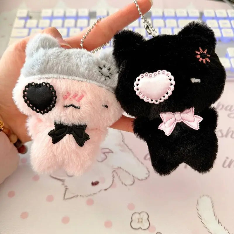 Kawaii Plush Cat Keychain – Cute Bag Charm & Backpack Pendant