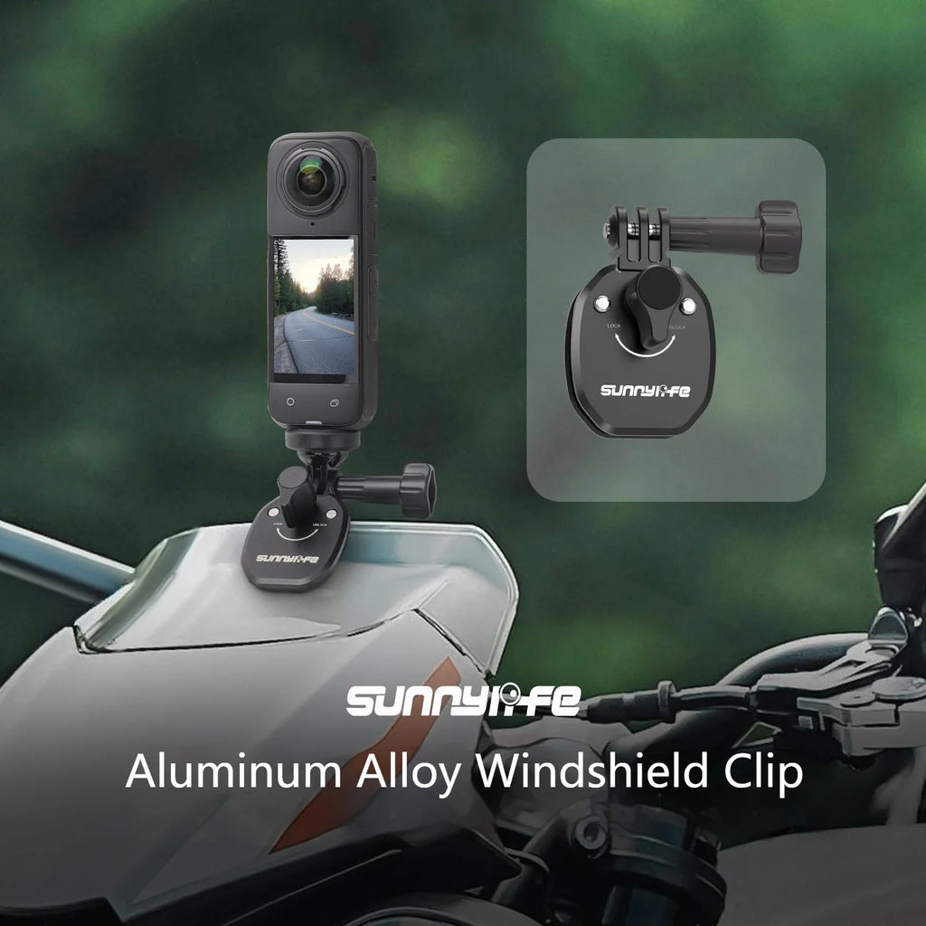 Motorcycle Windshield Mount for Insta360 X5 X4 GoPro DJI Action