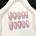 Nude Pink Press-On Nails | Carved Petal French Almond Set 10Pcs