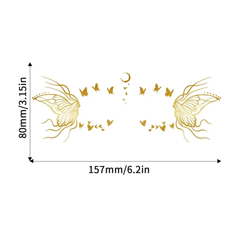 Butterfly Gold Glitter Temporary Tattoo Stickers | Face & Body