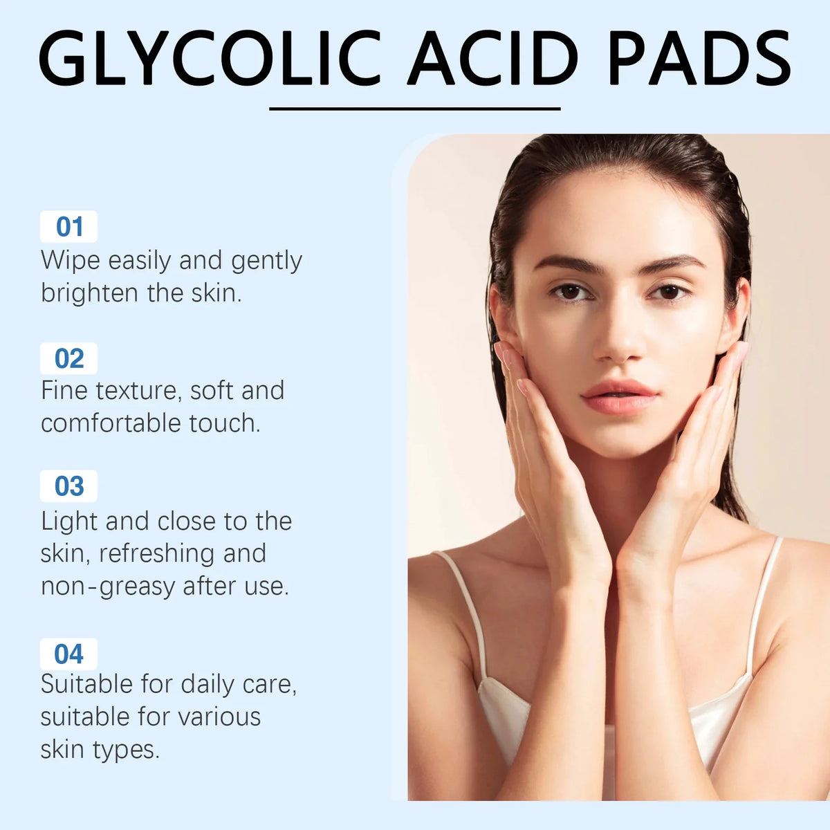 Glycolic Acid Exfoliating Face Pads – Brighten & Smooth 60ct