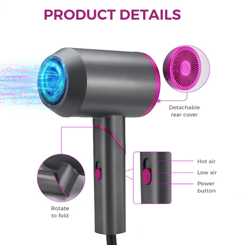 Ionic Travel Hair Dryer 1200W Foldable – 3-Speed Styler