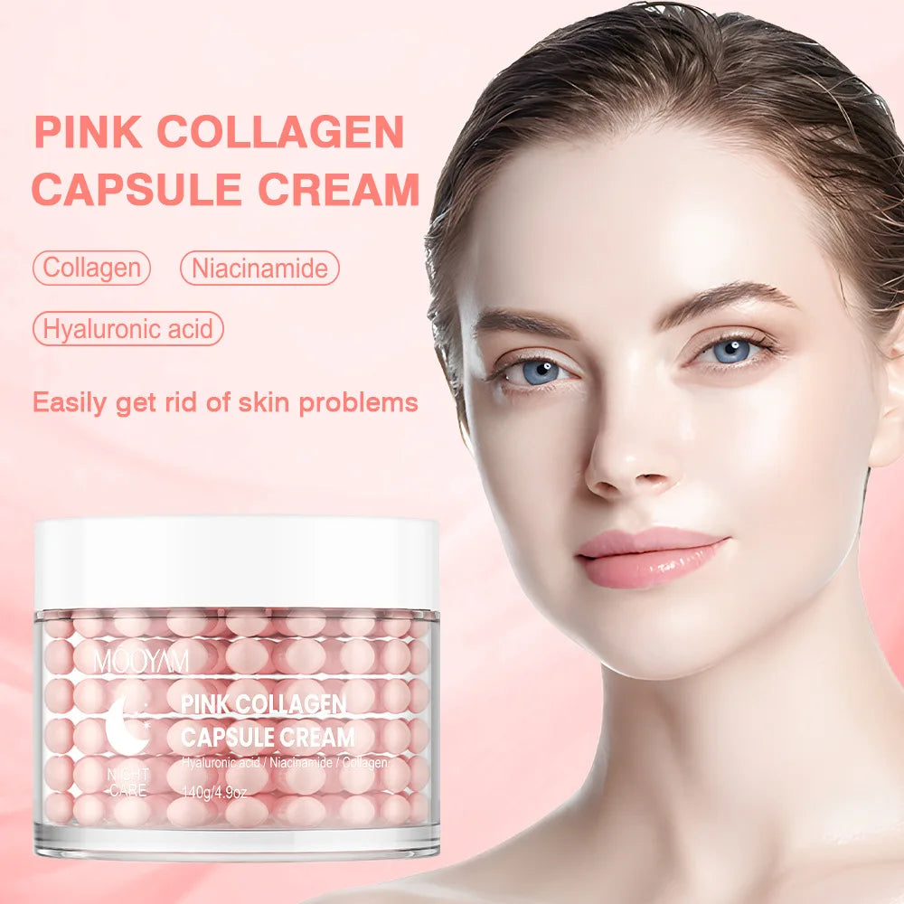 Anti Wrinkle Pink Collagen Capsule Cream Face Aging Gel Firming
