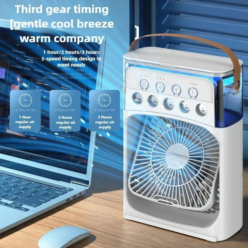 URGGU 5-Hole Misting Spray Fan – Quiet Rechargeable Desk Fan