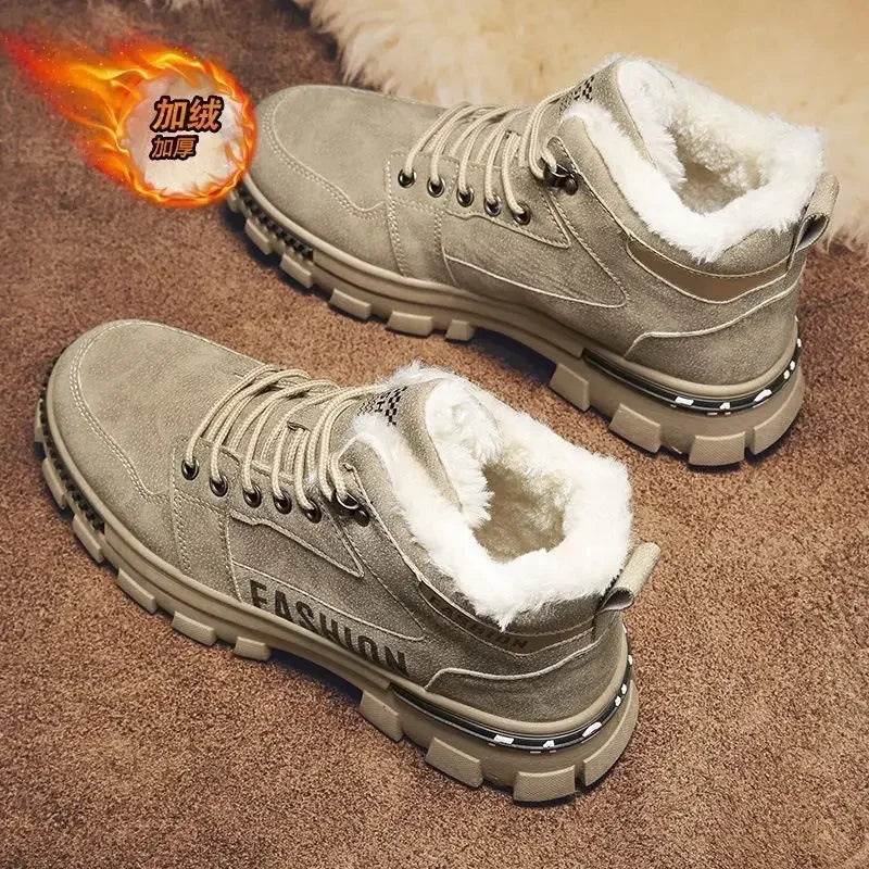 Men's Winter Snow Boots – Plush Lined Anti-Slip Lace-Up