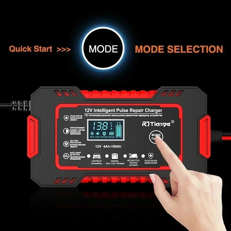 Sell Car Battery Charger 12V 6A Touch Screen Pulse Repair LCD Fast