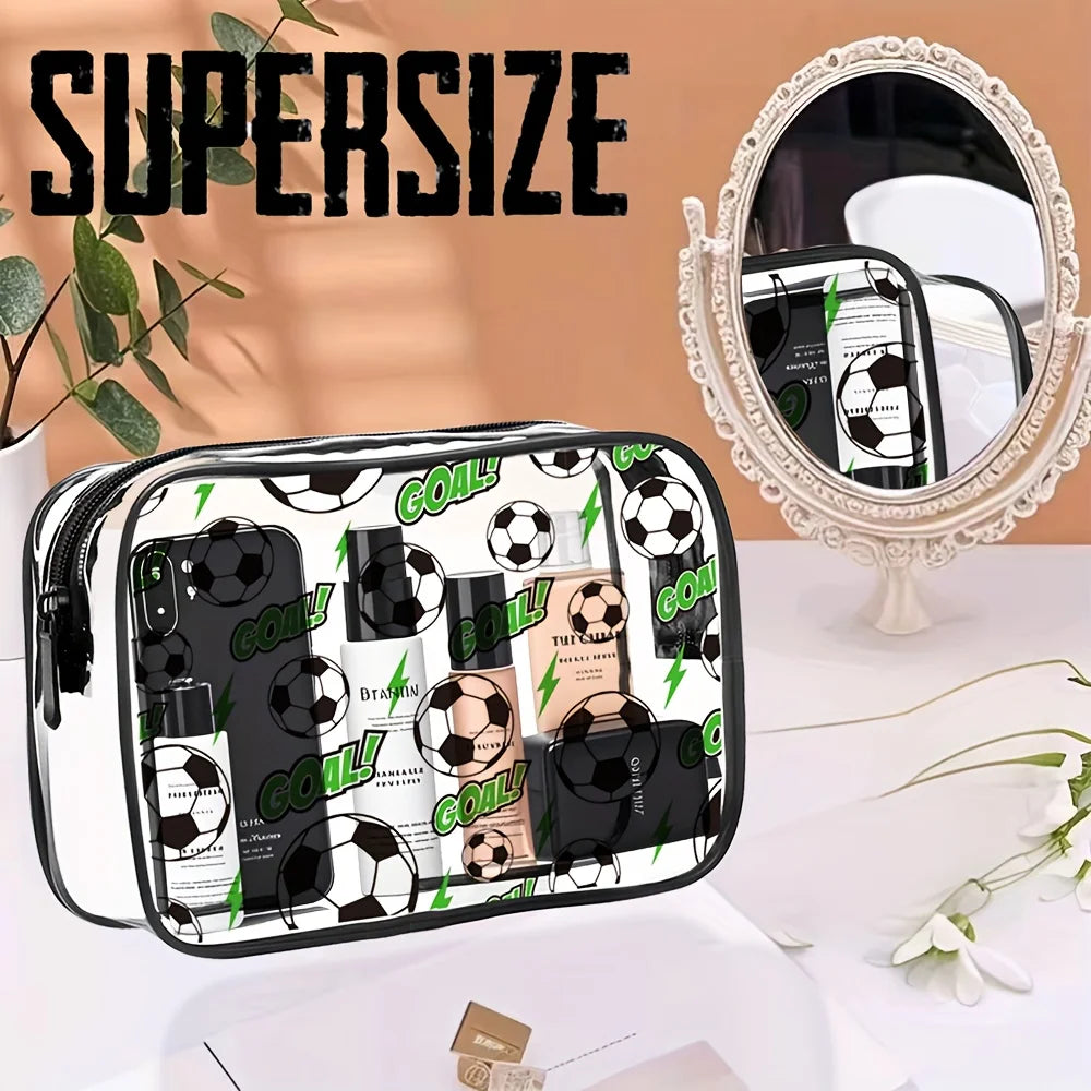 Football-themed PVC Toiletry Bag Makeup Suitable Men Women