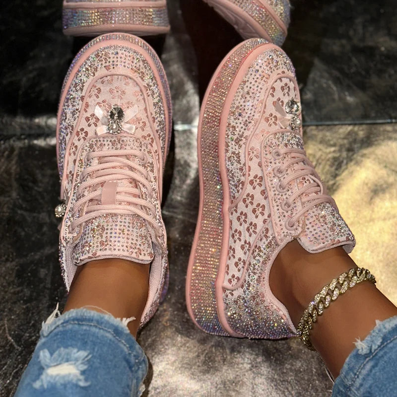 UXST Women's Rhinestone Platform Sneakers | Luxury Casual