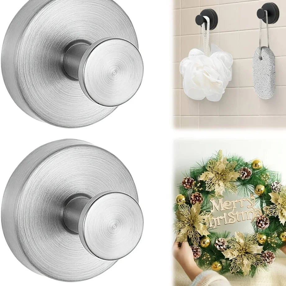 Stainless Steel Suction Cup Hooks – Shower, Bathroom & Mirror