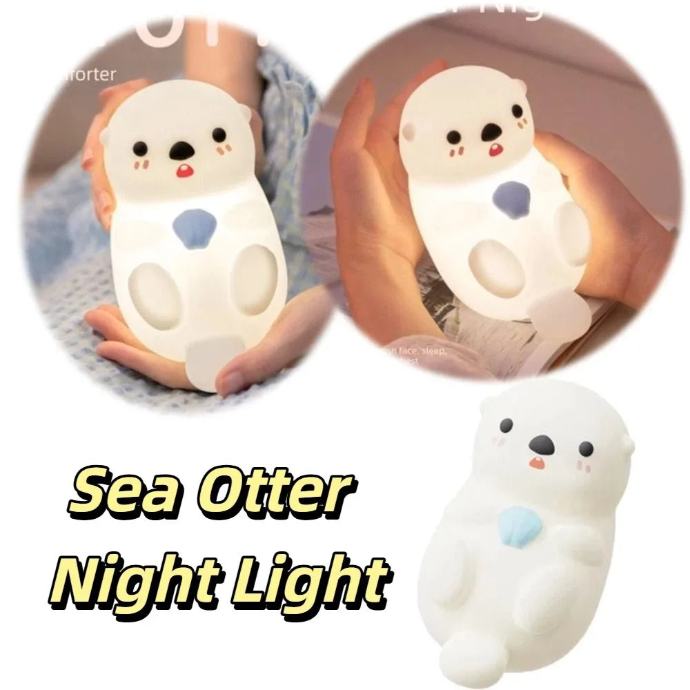 Cute Otter Night Light – USB Rechargeable Touch & Timer Lamp