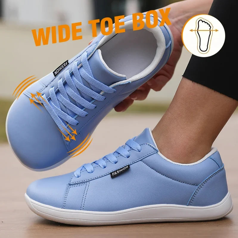 Women's Wide Barefoot Minimalist Sneakers – Lace-Up Flat Shoes