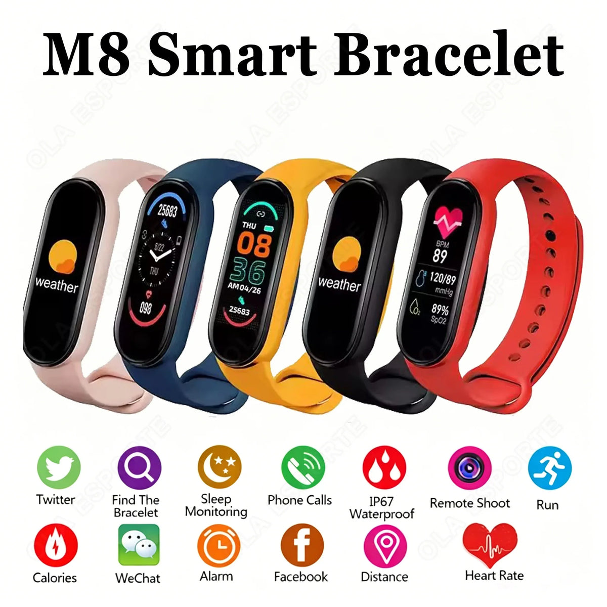 Smart Bracelet Men Women Fitness Tracker Smartwatch Blood Pressure