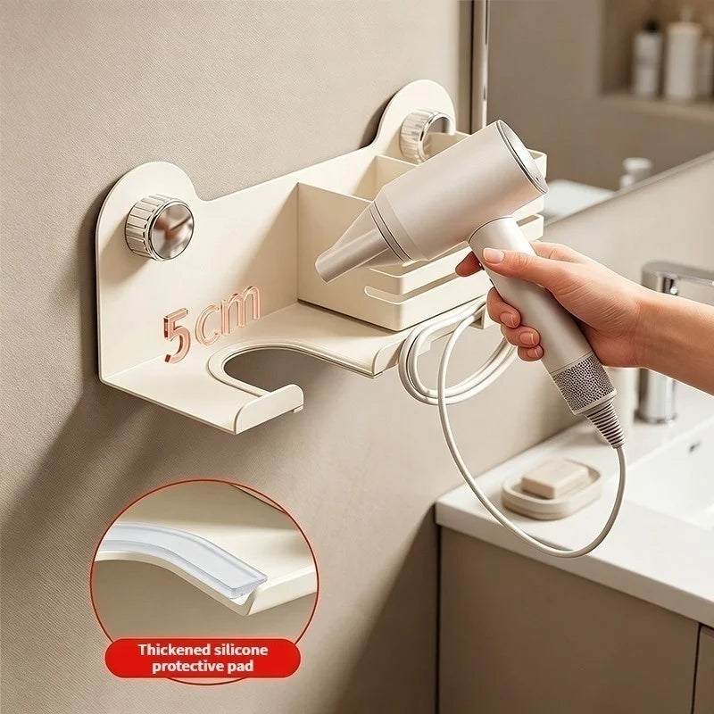 Punch-Free Wall Mount Hair Dryer Holder – Suction Cup Rack