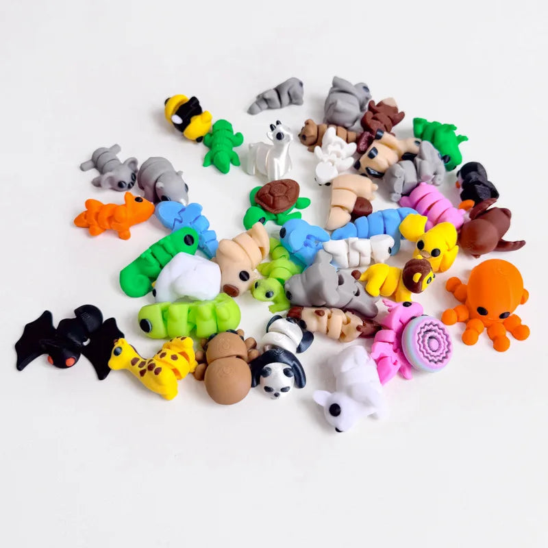 3D Printed Mini Animals Multi-joint Rotatable Fidget Toys Office Desk