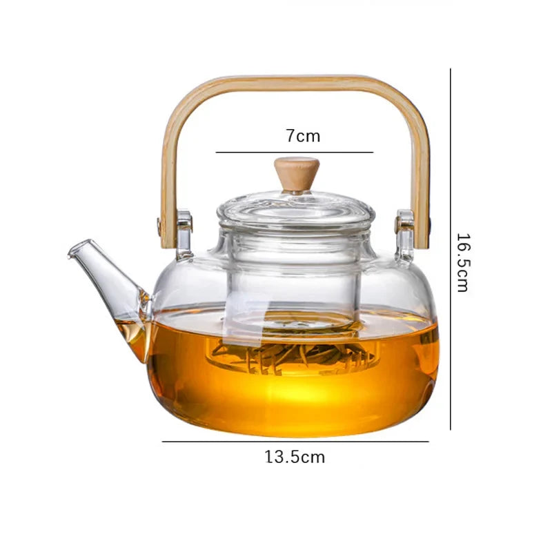 HMLOVE Boron Silicon Glass Teapot Chinese Tea Ceremony Transparent