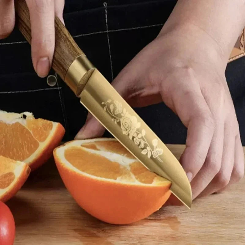 Gold Titanium Kitchen Cleaver – Sharp Stainless Steel Chef Knife
