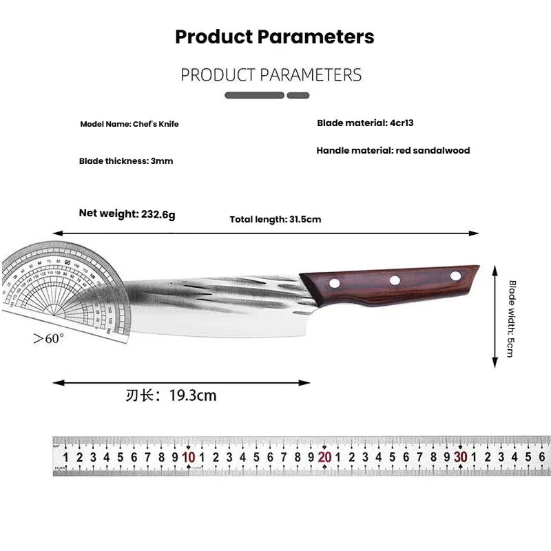 7.5" Hand-Forged Santoku Knife – High-Carbon Steel Chef Knife
