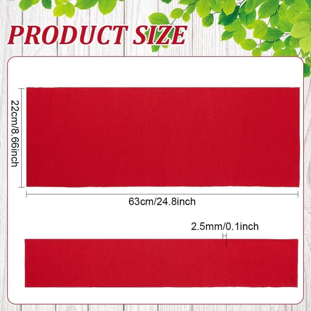 Red Ribbed Knit Cuff Fabric – Stretch Woven, 25×8.6 in